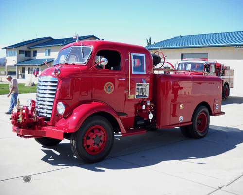 The front side of the Big Jimmy 1939 GMC fire engine