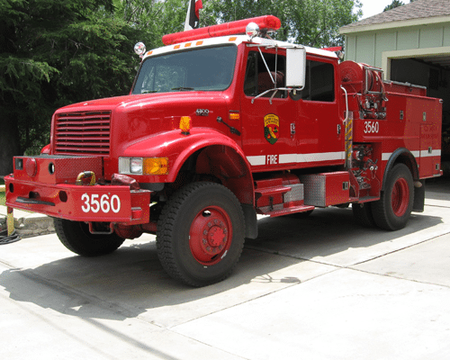 Red colored fire engine with number 3560