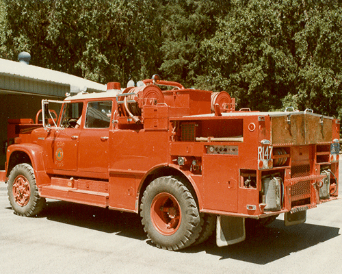 Back side of the model 10 vintage fire engine