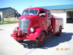Red colored 1939 GMC COE Big Jimmy